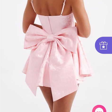 Sold/Made By Sthcute Homecoming Dress With Bow In The Back, Princess Polly Bow Dress, After Party Wedding Dress Pink, Pink Dress With Bow In The Back, Cute Short Pink Dress, Bow Homecoming Dress, Dress With Big Bow On Back, Dress With Bow In The Back, Pink Dress Hoco