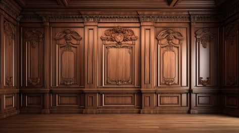 Beech Vintage Brown Wood Panels Enhanced By 3d Illustration Creating A Classic Interior Wall With Beautiful Joinery#pikbest#Backgrounds#Others House Wall Design, Brown Floors, 3d Architecture, Photo Art Frame, Wood Panels, House Wall, Classic Interior, Interior Wall, How To Antique Wood