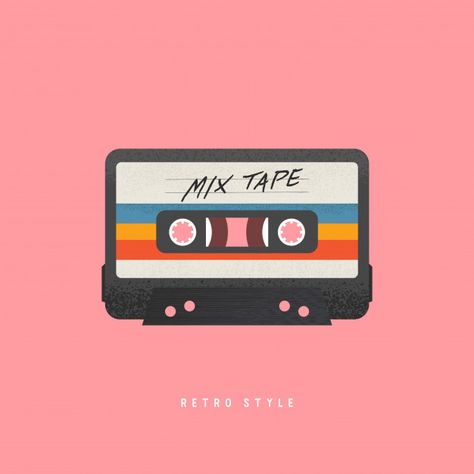 Cassette with retro label as vintage obj... | Premium Vector #Freepik #vector #vintage #label #music #party Retro Label, 달력 디자인, Retro Painting, Retro Cassette, Retro Kunst, Aesthetic Retro, 背景 シンプル, Vintage Objects, Cassette Tape