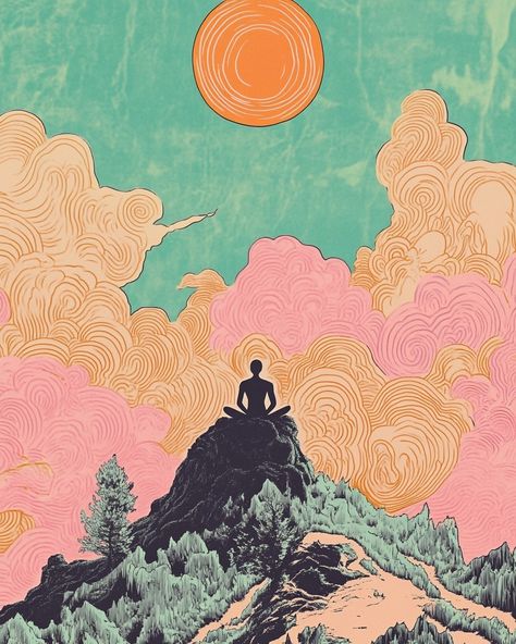 Seek inner peace atop life's mountains. The journey begins within yourself. 🧘 The Journey Art, Journey Art, Energy Art, Inner Peace, The Journey, Energy, Quick Saves, Art