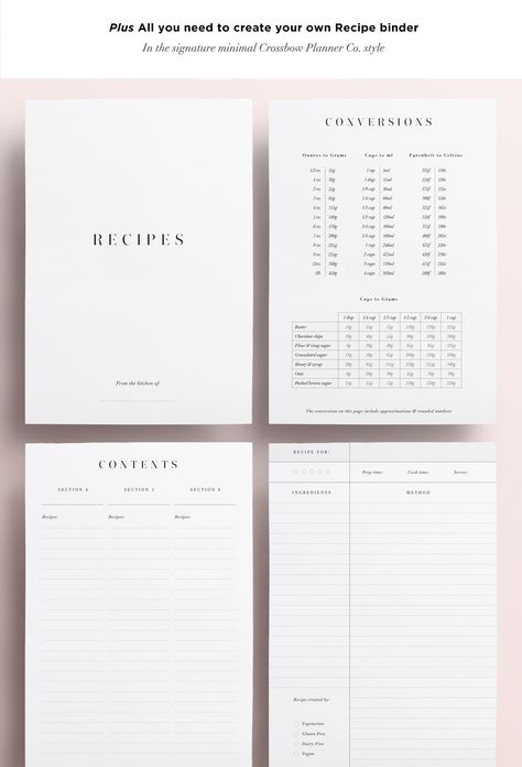 Recipe & Meal Planner: Printable Pack happyplannerideas #digitalplannercommunity #weeklymealplannerideas #minihappyplanner💥. Recipe Sheets Template, Recipe Tracker, Recipe Templates Free, Thanksgiving Meal Planner, Digital Planner Pages, Meal Plan Template, Digital Meal Planner, Kitchen Conversions, Recipe Planner