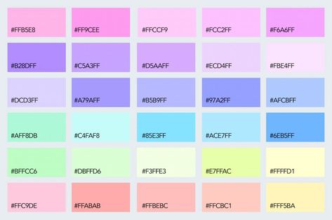 How to Use Pastel Colors in Your Designs [+15 Wonderful Pastel Color Schemes] Pastel Color Codes, Color Hex Codes, How To Use Pastels, Whatsapp Logo, Create Color Palette, Pastel Color Schemes, Hex Color Palette, Pastel Pattern, Hex Codes