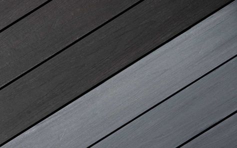 Charcoal Black Composite Decking | NeoTimber® Decking Black Decking Ideas, Black Decking, Deck Fascia, Decking Ideas, Pvc Decking, Black Deck, Composite Decking, Charcoal Black, Slate Grey