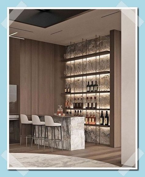 Modern Home Bar Designs, Bar Lounge Design, Home Bar Counter, Bar Counter Design, Home Bar Rooms, Modern Home Bar, Home Wine Cellars, Bar Shelves, Luxury Bar