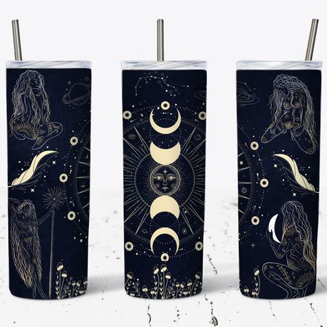 Witchy Tumbler, Menue Design, Inspirational Tumbler, Beverage Bar, Zodiac Designs, Free Tumbler, Image Editing Software, Tumbler Wraps, Moon Design