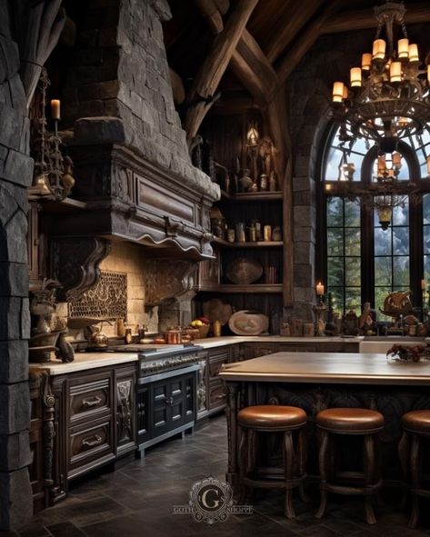 Intermediate Woodworking Projects, Sustainable Diy Projects, Medieval Kitchen, Castle House Design, Modern Medieval, Gothic Kitchen, Gothic Medieval, Creepy Houses, Dream Kitchens Design