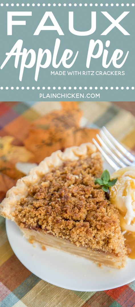 Ritz Cracker Apple Pie Recipe, Ritz Mock Apple Pie Recipe, Sweet Taco, The Best Apple Pie, Cracker Pie, Pie Ideas, Ritz Cracker Recipes, Homemade Apple Pie Filling, Dutch Apple Pie