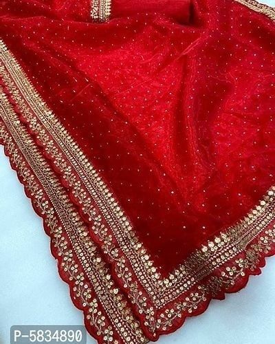 Bride Sari, Red Saree Wedding, Mukesh Work, Saree Red, Bridal Dupatta, Red Indian, Fancy Sarees Party Wear, Wedding Indian, Big Fat Indian Wedding