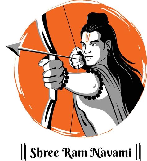 Shree Ram Navami celebration Lord Rama with bow and arrow Ram Ka Photo, Shri Ram Png, Shree Ram Navami, Ram Png, Lord Shri Ram, Ram Tattoo, Watercolor Scenery, Ram Image, Ram Navami