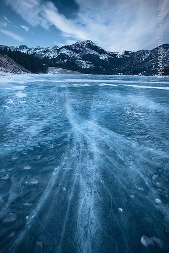 Barrier Lake Ice Fissures Glacial Lake, Ice Lake Aesthetic, Ice Fishing Aesthetic, Frozen Lake Aesthetic, Someone Falling, Ice Lake, Snow Texture, Cold Lake, Washington State Travel