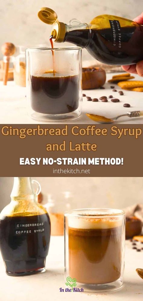 Homemade Flavored Syrups For Coffee, Gingerbread Syrup For Coffee, Homemade Coffee Syrup Recipes, Keto Coffee Syrup, Diy Coffee Syrup Recipes, Diy Coffee Syrup, Coffee Syrup Recipes, Gingerbread Coffee Syrup, Peppermint Coffee Syrup