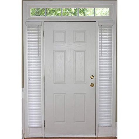 Front Door Window Covering Ideas French Doors With Side Windows, Front Door Blinds, Window Blinds Wood, Front Door Window Covering, French Doors With Sidelights, Sidelight Windows, Decorative Window Treatments, Door Window Covering, Vertical Window Blinds