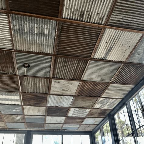 How to Install Corrugated Metal Wall Panels – Dakota Tin Rustic Kitchen Tiles Wall, Tin Bathroom Ceiling, Rustic House Woodworking Plans, Metal Interior Ceiling, Rustic Tin Walls, Barn Loft Apartment Rustic, Corrugated Metal Ceiling Porch, Rustic Ceiling Tiles, Rusted Tin Ceiling