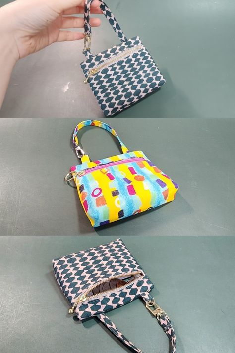 New idea!! How to make a mini coin pouch with a zipper / free pattern Mini Coin Purse Pattern, Coin Purse Pattern Free, Sewing Zipper Pouch, Mini Bag Diy, Mini Coin Pouch, Tiny Bags, Purse Patterns Free, Coin Purse Pattern, Pouch Diy