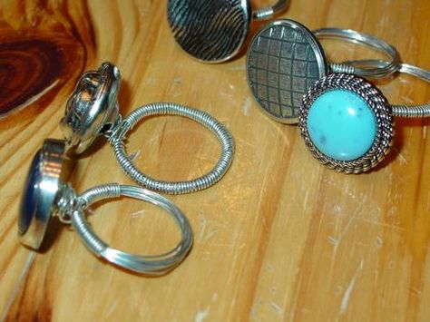 Diy Wire Jewelry Rings, Jewelry Making Tutorial, Wrapped Rings, Walmart Jewelry, Ring Tutorial, Your Shopping List, Button Rings, Repurposed Jewelry, How To Make Rings