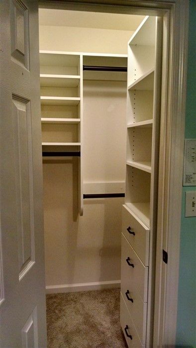 Home Depot Closet System, Square Closet, Home Depot Closet, Bedroom Closet Organization, Small Walk In Closet Organization, Walk In Closet Organization, Small Master Closet, Apartment Closet Organization, Small Closet Organization Bedroom