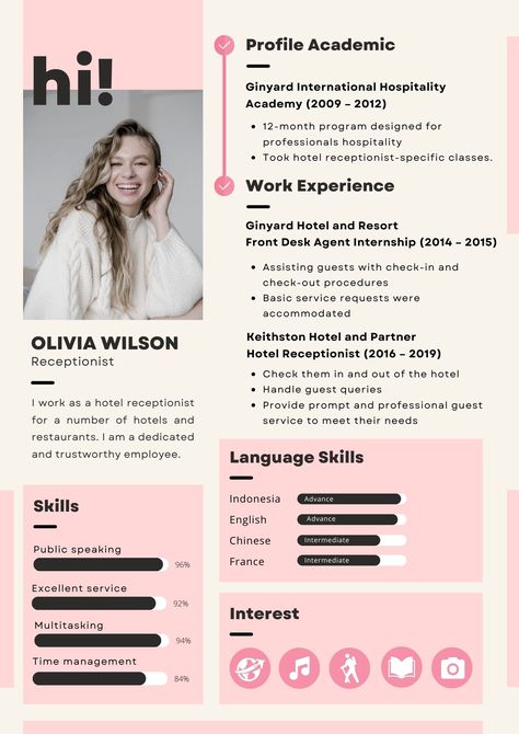 executive resume,cover letter ,resume editing Front Desk Agent, Graphic Resume, Professional Resume Design, Resume Design Professional, Pink Minimalist, Editable Resume, Creative Cv, Online Resume, Create A Resume