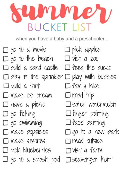 Summer Bucket List... things to do when you have a baby and preschooler. Great list of activities that work for both ages, get the whole family in on Summer fun. Summer Bucket List For Teens, Ultimate Summer Bucket List, Bucket List For Teens, Summer To Do List, Bucket List Ideas, What To Do When Bored, Summer Fun List, Summer Bucket List, Summer Plans