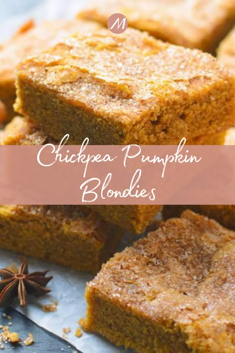 Pumpkin Chickpea Blondies, Bean Recipes Dessert, Hidden Chickpea Recipes, Gut Health Dessert Recipes, Gallbladder Diet Desserts, High Fiber Pumpkin Recipes, Fiber Rich Desserts, Canned Chickpeas Recipes Dessert, Baking With Chickpeas