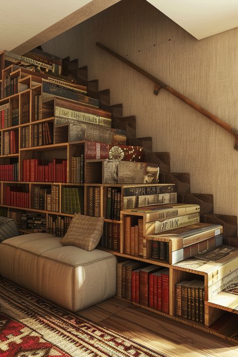 Step into a world where literature meets architecture with these stunning bookshelf staircases! 📚✨ Explore innovative ways to combine function and style in your home. #BookshelfStairs #LiteraryDesign #HomeInspiration #InteriorDesign #BookLovers #Architecture Stairs With Bookshelves, Bookshelf Staircase, Book Staircase, Staircase Bookshelf, Stair Bookshelf, Stilt House Plans, Bookshelf Designs, Stilt House, Cozy Home Library