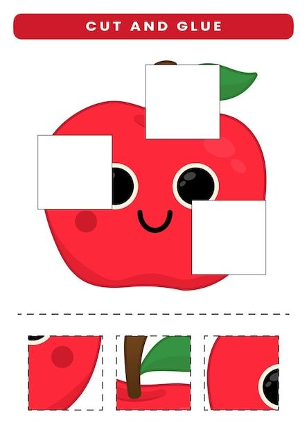 Cut Activities For Kids, Cut And Glue Activities For Kids, Fruits Activities For Kids, Glue Activities For Kids, School Book Design, Shape Activities Preschool, Kids Worksheets Preschool, Pattern Activities, Cut And Glue