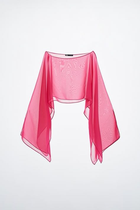 Chiffon Cape, Cape Top, Fiesta Outfit, Fashion Top Outfits, Pink Sheer, فستان سهرة, Flowy Blouse, Cover Ups, Zara Tops