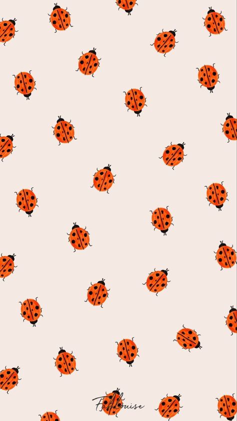 Wallpaper Backgrounds Spring Aesthetic, Ladybug Pattern Wallpaper, Illustrated Iphone Wallpaper, Ladybug Iphone Wallpaper, Summer Fall Wallpaper, Cute Wallpapers Spring, Spring Backgrounds Iphone, Ladybug Background Wallpapers, Cute Wallpapers Animals