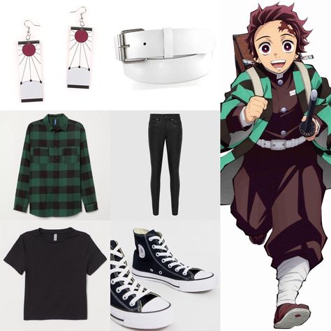 Everyday outfit you can where anywhere, ANIMÉ edition, Demon Slayer/Kimetsu No Yaiba. Hope you like! Comment what I should do next. Cute Outfits Anime Inspired, Demon Slayer Casual Outfit, Everyday Anime Outfits, Casual Demon Slayer Cosplay, Anime Outfit Ideas Real Life, Anime Character Style Outfit, Demon Slayer Cosplay Outfit, Anime Cosplay Outfits Ideas, Anime Outfit Inspired