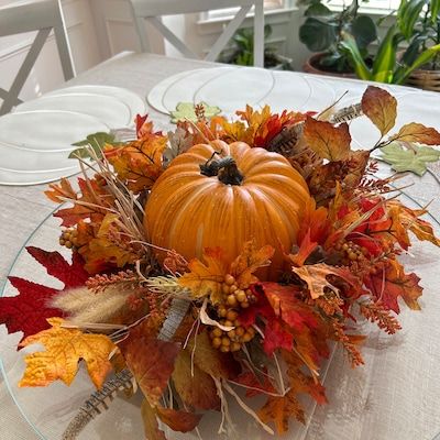 Pumpkin Table Centerpiece, Fall Decoration, Thanksgiving Table Decoration, Fall Table Decor, Large Pumpkin Table Decor. Autumn Orange - Etsy Fall Banquet Centerpieces, Fall Table Decorations Centerpieces, Decorative Centerpieces, Company Decor, Pumpkin Table Decor, Thanksgiving Table Decoration, Pumpkin Table Centerpiece, Thanksgiving Centerpieces Diy, Banquet Centerpieces