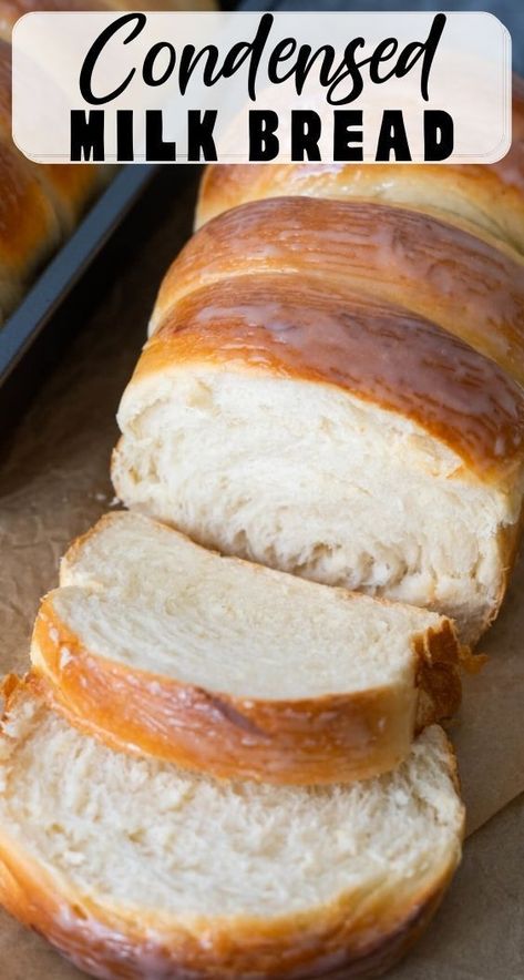 Yeast Bread, Condensed Milk Bread, Homemade Condensed Milk, Milk Bread Recipe, Homemade Bread Recipes Easy, Condensed Milk Recipes, Yeast Bread Recipes, Milk Bread, Best Bread Recipe