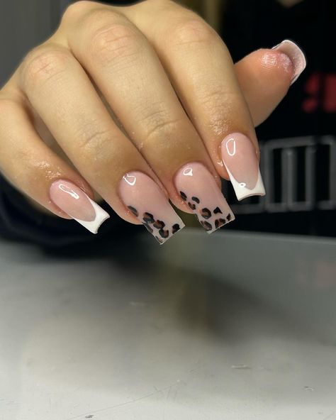 🐆🤍 . Book under, “Simple paint” Price: £35 Length: 3 magnets Shape: Square . . . . . #nails #nailsofinstagram #nailsnailsnails #nailsart #nailstagram #nailsdesign #nailart #naildesign #nailporn #nailaddict #nailinspo #acrylics #acrylicnails #acrylicsnails #Luton #lutonnails #Lutonnailtech Nails With One Finger Design, Cute Square Acrylic Nails Medium, Short Simple Acrylic Nails Square, Short Fall Nails Square, Medium Short Nails Acrylic Square, Fall Acrylic Nails Square, Birthday Nail Designs Classy, Short Square Nails Winter, Cute Square Acrylic Nails