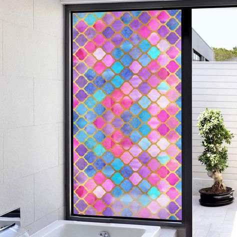 Frosted Glass Sticker, Mosaic Window, Window Privacy Film, Stained Window, Frosted Window Film, Colorful Mosaic, Sensory Rooms, Decorative Window Film, Frosted Windows