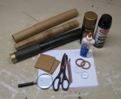 Make a small refractor telescope out of cardboard Cardboard Telescope, Diy Telescope For Kids, Homemade Telescope, Diy Telescope How To Make, Galileo Telescope Project, Diy Pirate Telescope, Dobsonian Telescope Diy, Stem Fair Projects, How To Build A Telescope