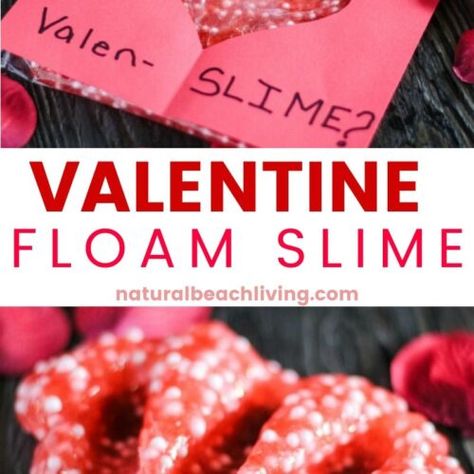 Valentines Day Slime Card Craft - Natural Beach Living Valentines Day Slime, Preschool Valentine Cards, Kid Valentines, Preschool Valentine, Preschool Valentine Crafts, Valentine Card Crafts, Easy Slime Recipe, Easy Valentine Crafts, Valentine Craft