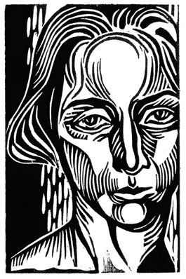 2/3 Block prints w/ 1 color - "Herself Portrait" (Black on white) by: Natalia Moroz M C Escher, Lino Cuts, Relief Printmaking, Woodcut Art, Linoleum Print, Linocut Printmaking, Lino Art, Relief Printing, Linocut Art