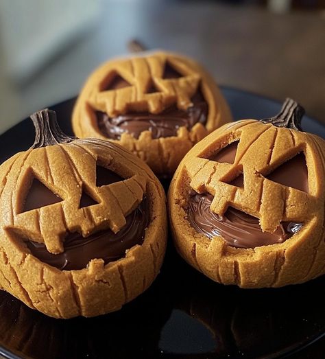 Milk Chocolate Stuffed Jack-O-Lantern Cookies Stuffed Jack O Lantern Cookies, Jack O Lantern Cookies, Orange Food Coloring, Cookie Decorating Party, Types Of Chocolate, Melted Chocolate, Baking Project, Chocolate Filling, Milk Chocolate Chips