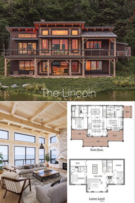 Small Timber Frame House Plans, Timber Frame House Plans, Frame House Plans, House Plans Modern, Timber Frame House, Modern Lake House, Tiny House Layout, Best Tiny House, Cabin Floor Plans