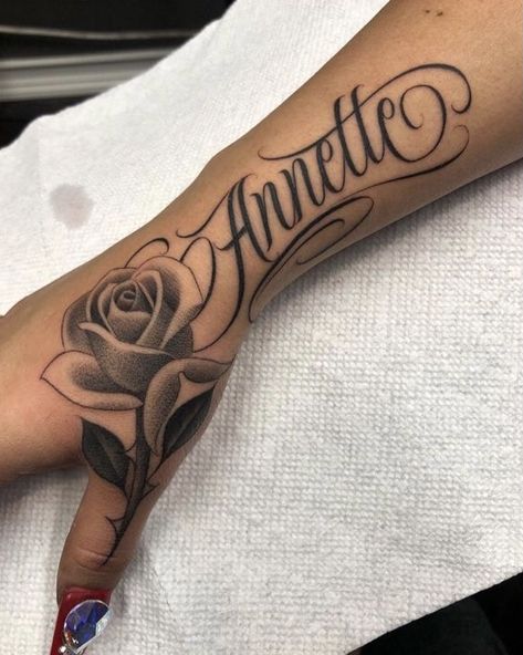 Girly Hand Tattoos, Rose Chest Tattoo, Arm Tattoos Lettering, Arm Sleeve Tattoos For Women, Pride Tattoo, Names Tattoos For Men, Hand And Finger Tattoos, Black Girls With Tattoos, Tasteful Tattoos