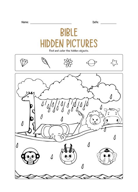 Hidden Pictures Printables, Hidden Object Puzzles, Find The Hidden Objects, Puzzle Printable, Hidden Picture Puzzles, Jesus Calms The Storm, Sunday School Coloring Pages, Bible Printables, School Coloring Pages