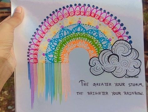 Rainbow Mandala Drawing, Doodle Quotes, Rainbow Mandala, Zen Tangle, Wreck This Journal, Drawing Quotes, Art Patterns, Zentangle Drawings, Art Diary