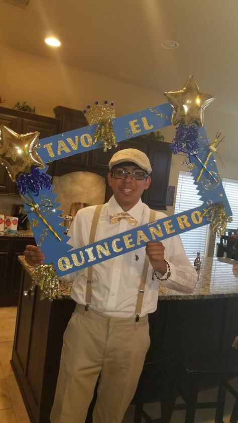 Quincenero For Boy, Boys Quinceanera Ideas, Boy Quinceanera Ideas, Boys 15th Birthday Ideas, Picture Frame Prop, Birthday 15, Boy 16th Birthday, 15th Birthday Party Ideas, Boy Crown