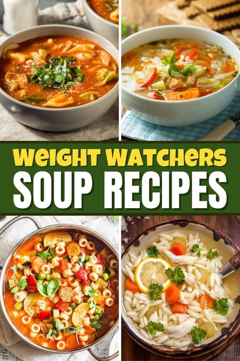 These Weight Watchers soup recipes are easy on the waistline but satisfying for the belly! From vegetable to potato to lemon chicken, you won't regret adding these soups to your meal rotation. Weight Watcher Vegetable Soup, Weight Watchers Lasagna, Low Calorie Soup Recipe, Weight Watchers Food Points, Weight Watchers Casserole, Meal Rotation, Low Calorie Soup, Weight Watchers Soup, Weight Watchers Recipes Desserts