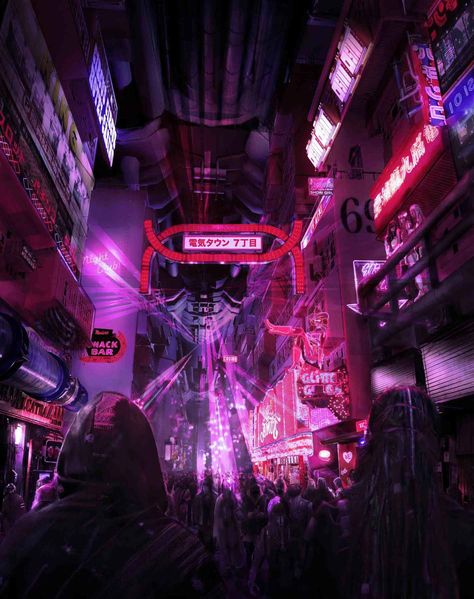 ArtStation - Neon Cyber Street , Bhavesh. Yuta. High Tech Low Life, New Retro Wave, Punk Aesthetic, Cyberpunk Aesthetic, Cyberpunk City, Arte Cyberpunk, Post Apocalypse, Neo Noir, Future City