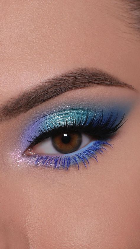 Blue And Purple Makeup Looks, Makeup Looks Color, Jawbreaker Palette Looks, Colorful Makeup Aesthetic, Color Eyeshadow Looks, Purple And Blue Eyeshadow, Cool Eye Makeup, Rose Palette, Blue Makeup Looks