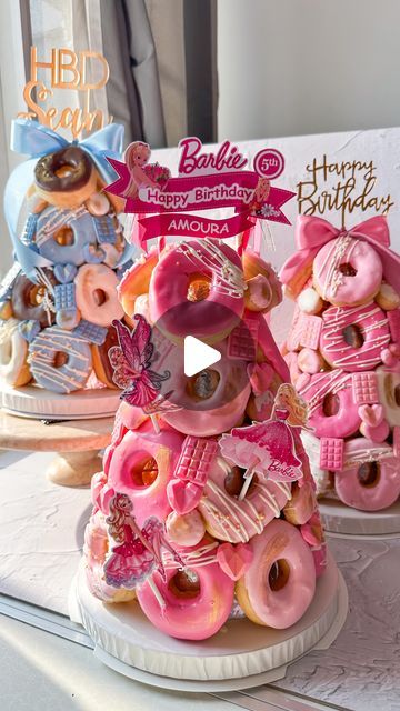 Donut Tower, Donuts, Happy Birthday, Tower, Cream, Birthday, Pink, On Instagram, Instagram