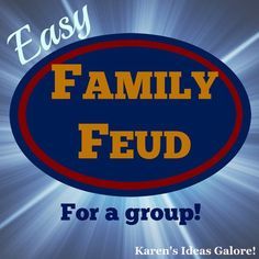 Easy Family Feud For A Group Family Reunion Family Fued, Win Loose Or Draw Game, Family Fued Game Diy Board, Jepordy Game Diy, Group Home Ideas, Traitors Game, Mixer Games, Games For Large Groups, Party Games Group