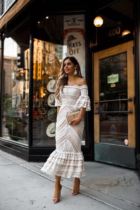 Neutral Wedding Guest Outfit, Spring Wedding Outfit, Mia Mia Mine, White Lace Midi Dress, Mia Mia, Spring Wedding Guest, Spring Wedding Guest Dress, Best Wedding Guest Dresses, Shower Outfits