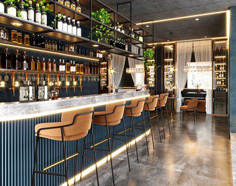 Luxury Bar Counter Design, Bar Counter Design Ideas, Bar Area Design, Ideas For Restaurant, Back Bar Design, Bar Counter Design, Modern Restaurant Design, Nyc Interior Design, Bar Dimensions