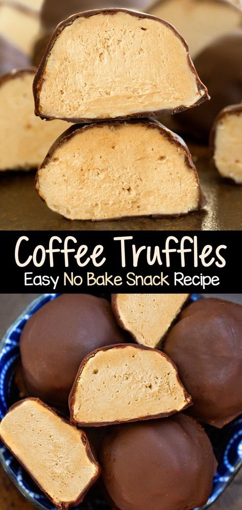 How To Make Easy Coffee Truffles Chocolate Espresso Truffles, Sweets For Gifts, Truffle Food Recipes, Easy Baking Recipes Healthy Snacks, Truffles That Dont Need Refrigeration, Easy Goodies To Make, Chocolate Candies Recipes, Best Chocolate Recipes, Truffle Dessert Recipes