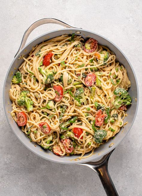 Easy Vegan Pasta Primavera - Sweet Simple Vegan Lemon Olive Oil Pasta, Vegan Pasta Primavera, Easy Vegan Pasta, Oil Pasta, Vegan Pasta Dish, Olive Oil Pasta, Gluten Free Spaghetti, Vegan Ideas, Vegan Parmesan Cheese